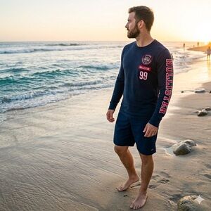 NWT Hollister “Southern California “ Navy Blue Cotton Shirt Size XS